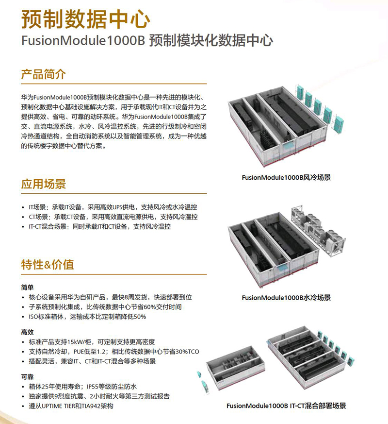 華為FusionModule1000B預制模塊化數據中心 華為FusionModule1000B預制模塊化數據中心